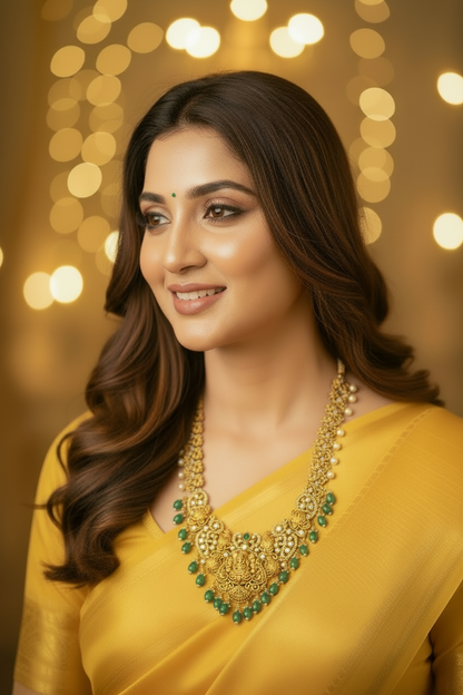 Long Chain with 3D Design with earrings