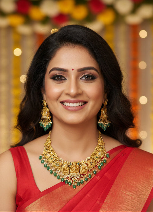 3D Short Choker-Green beads