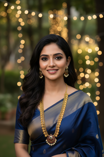 Lakshmi Kaasu Maala with earrings