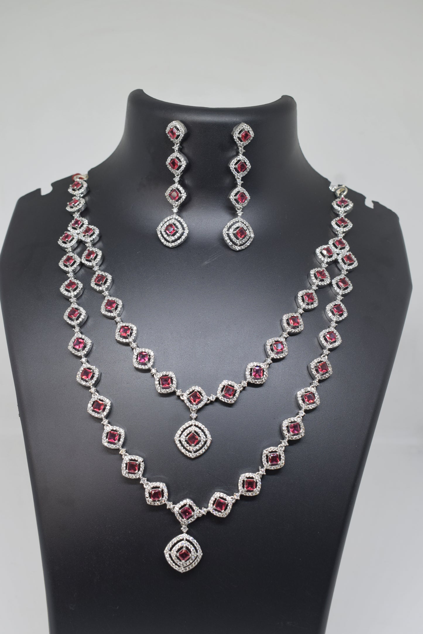 Zircon white Pink Necklace-1