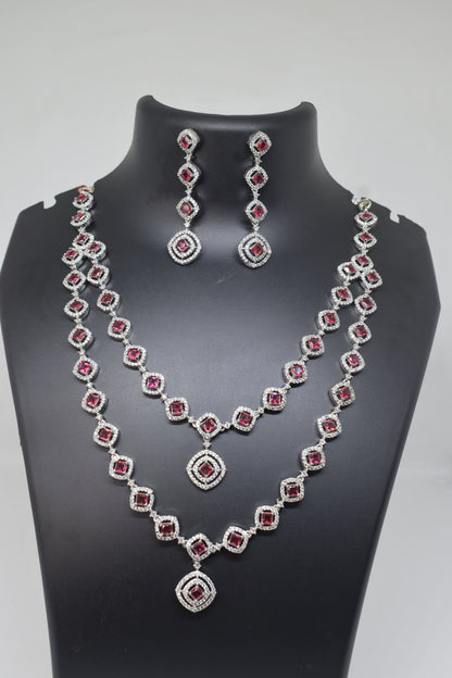 Zircon white Pink Necklace-1