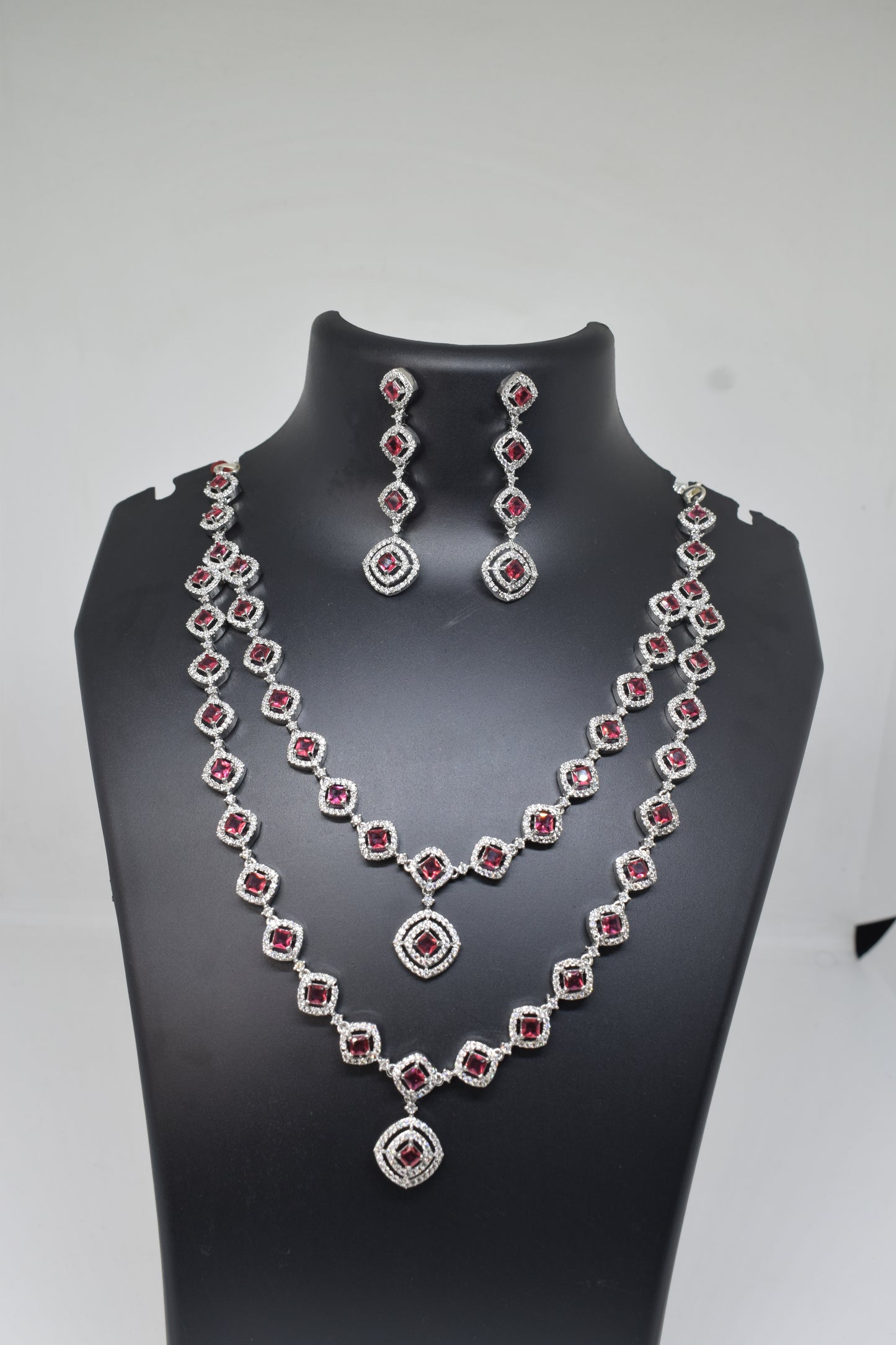 Zircon white Pink Necklace-1