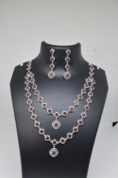 Zircon white Pink Necklace-1