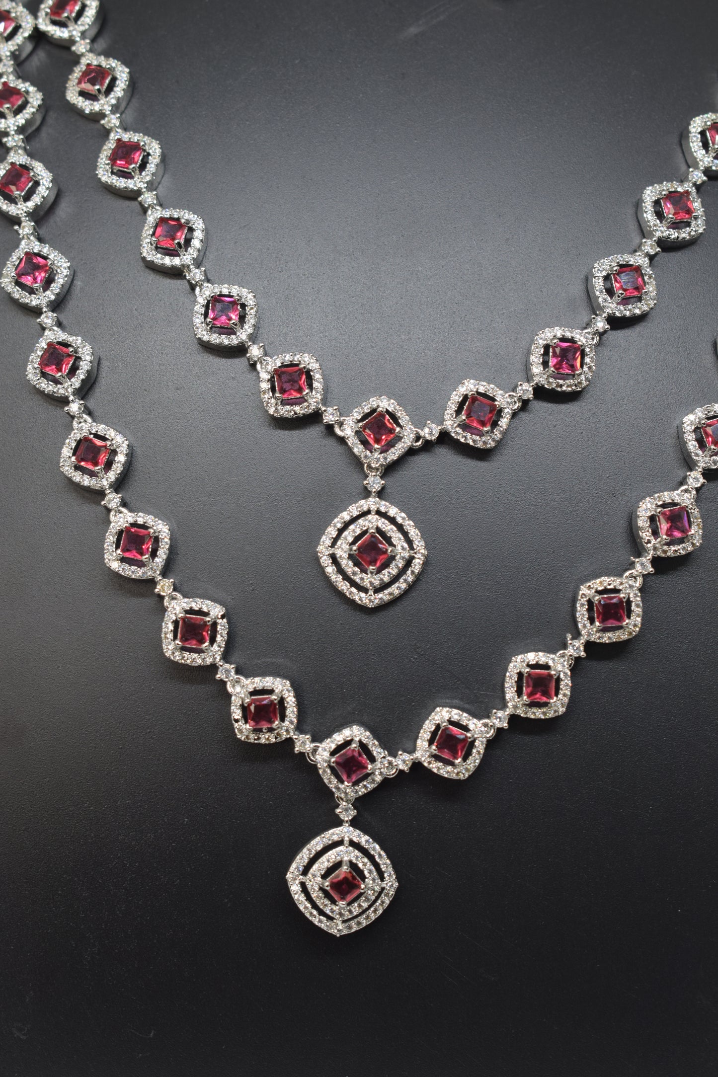 Zircon white Pink Necklace-1