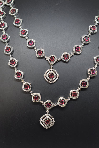 Zircon white Pink Necklace-1