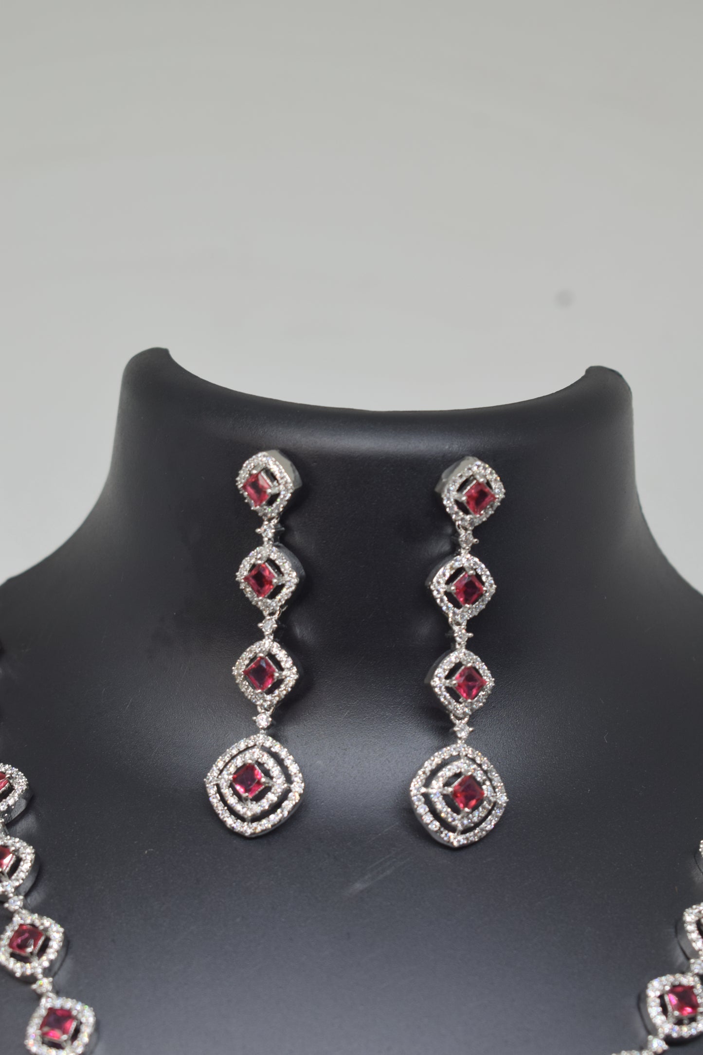 Zircon white Pink Necklace-1