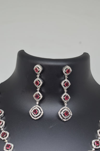 Zircon white Pink Necklace-1