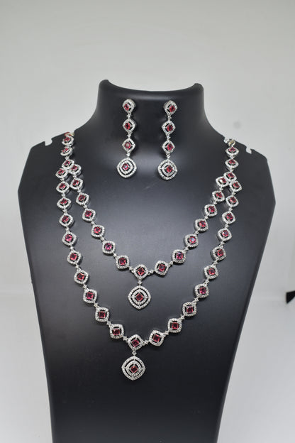 Zircon white Pink Necklace-1