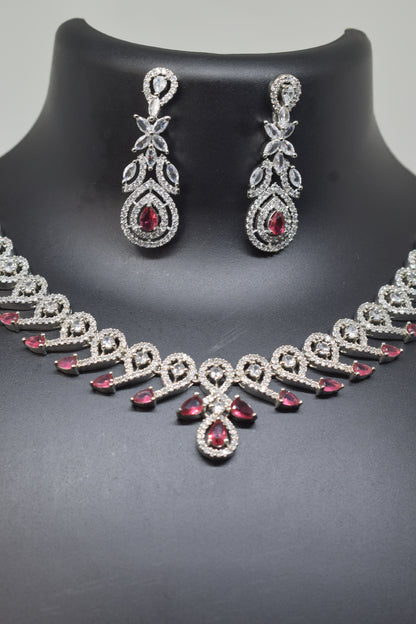 Zircon white Pink Necklace-2