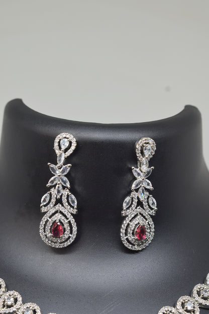 Zircon white Pink Necklace-2