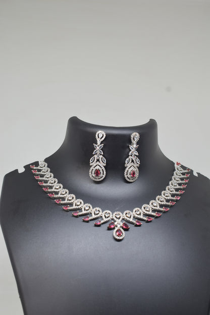 Zircon white Pink Necklace-2