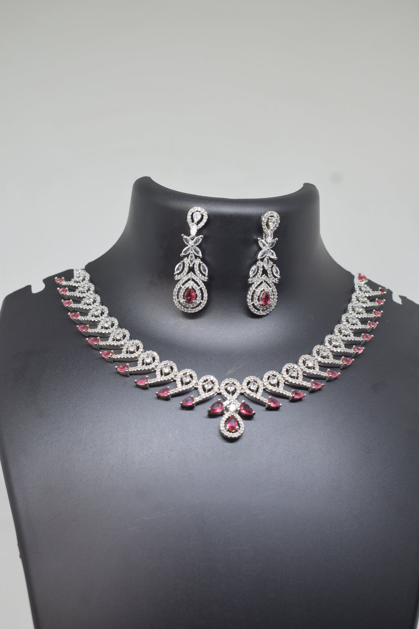 Zircon white Pink Necklace-2