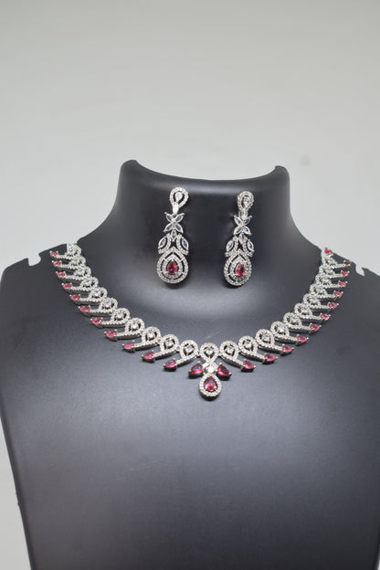 Zircon white Pink Necklace-2