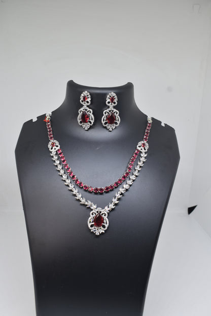 Zircon white Pink Necklace-4