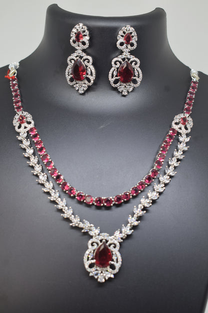 Zircon white Pink Necklace-4