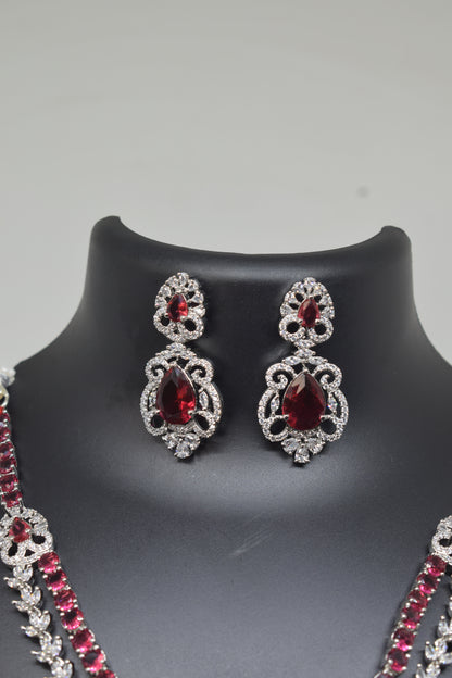 Zircon white Pink Necklace-4