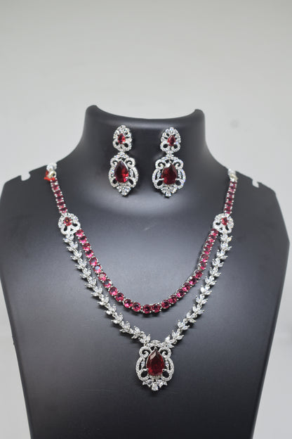 Zircon white Pink Necklace-4