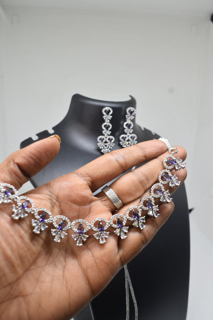 Zircon white Purple Necklace-1