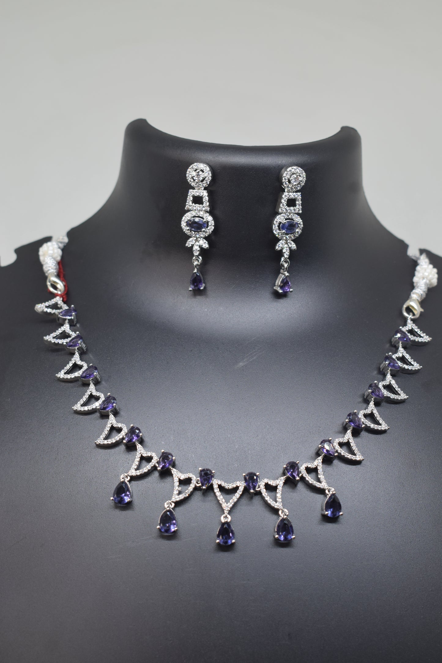 Zircon white Purple Necklace-2