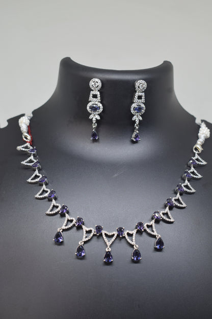 Zircon white Purple Necklace-2