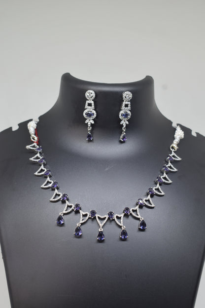 Zircon white Purple Necklace-2