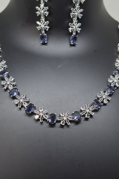 Zircon white Purple Necklace-3