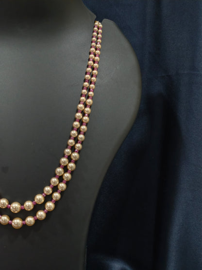 2 Layered pearls-Hot pink
