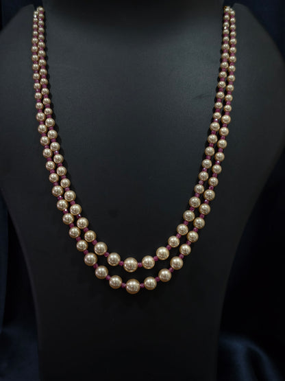 2 Layered pearls-Hot pink