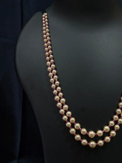 2 Layered pearls-Hot pink
