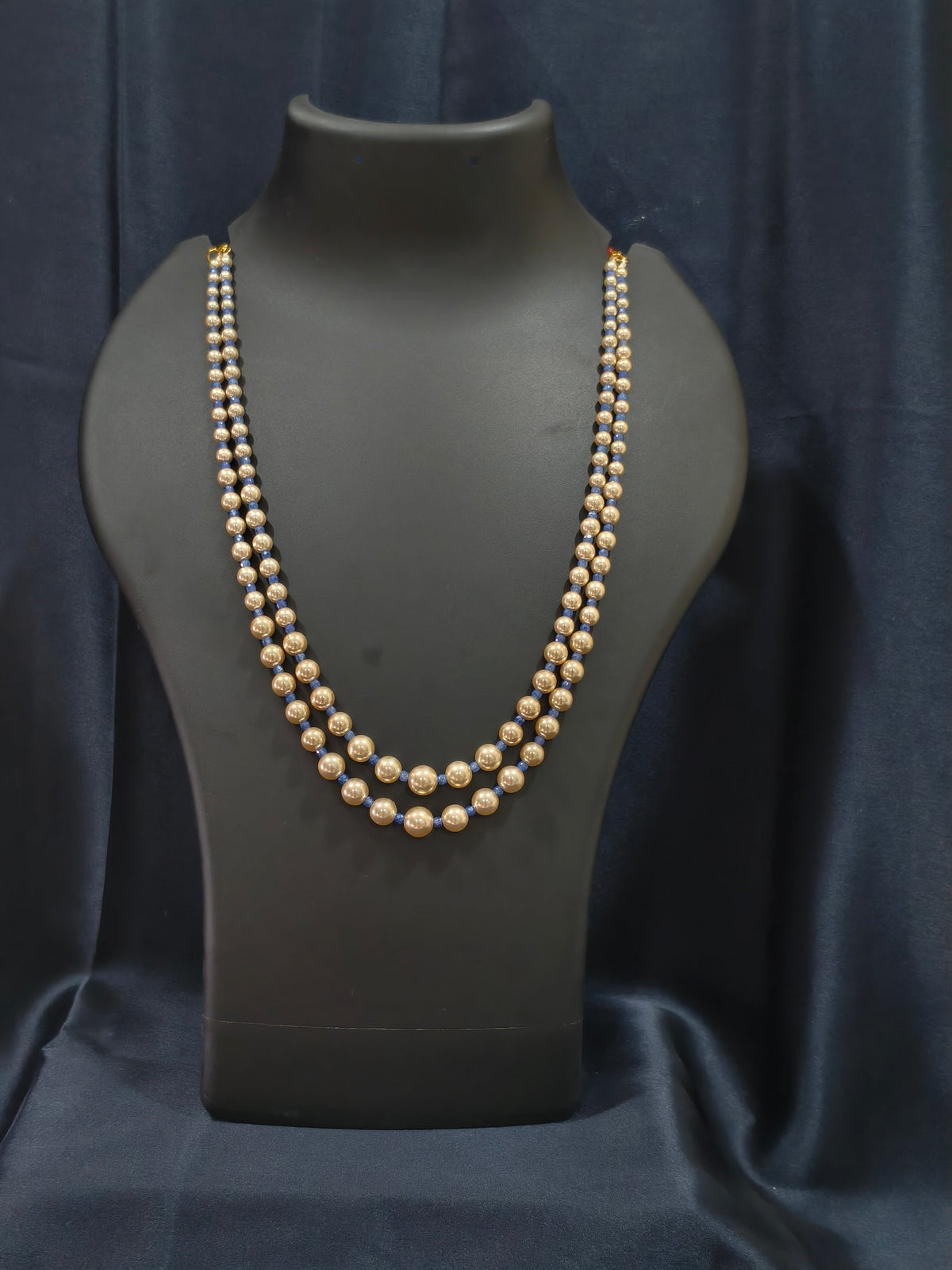 2 Layered pearls-Blue
