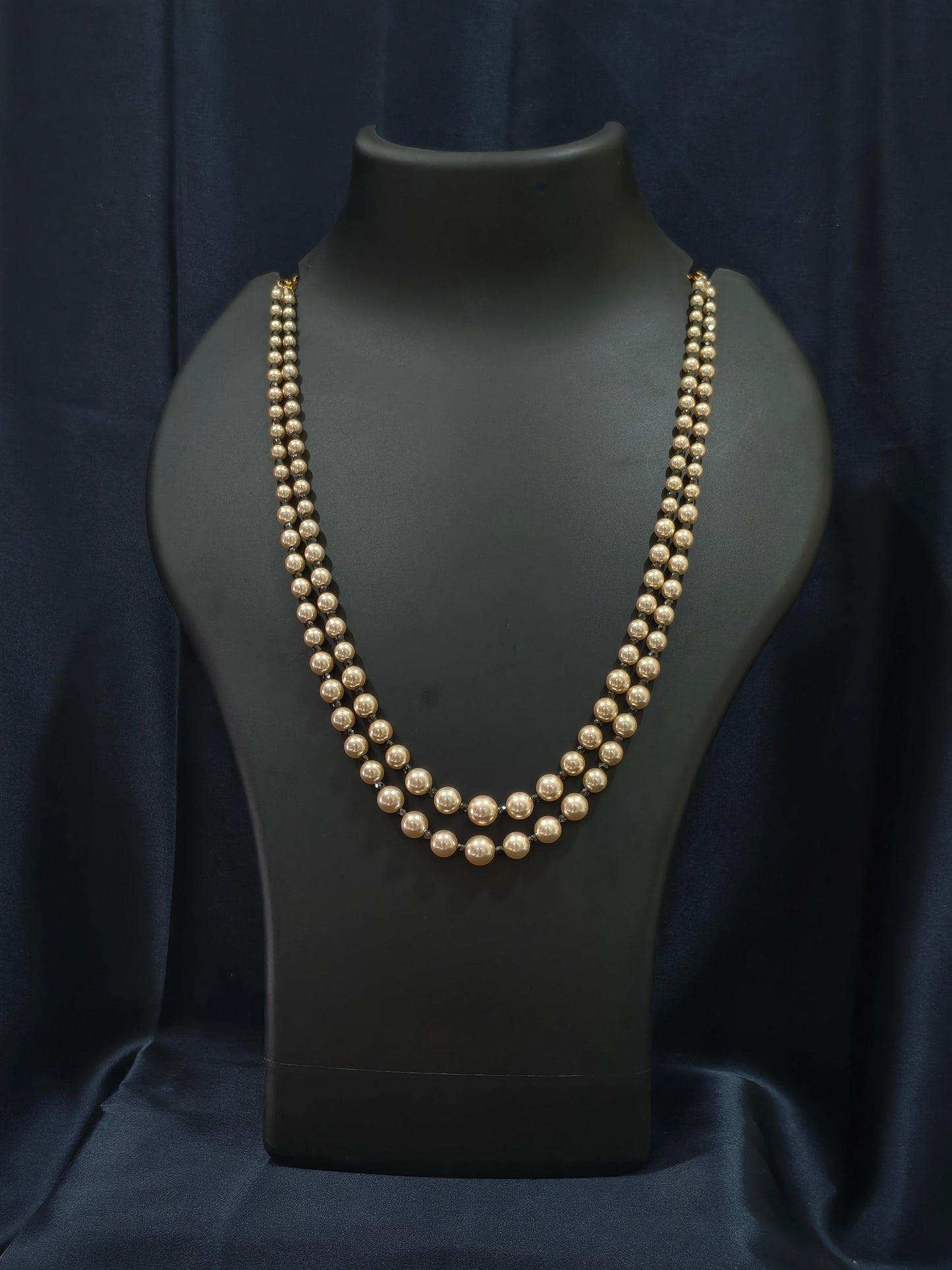 2 Layered pearls-Black