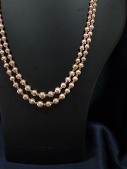 2 Layered pearls-Pink