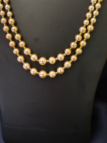 2 Layered pearls-Mehendi Green