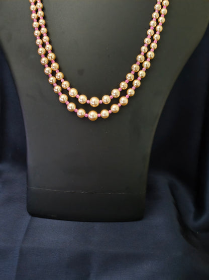 2 Layered pearls-Baby pink