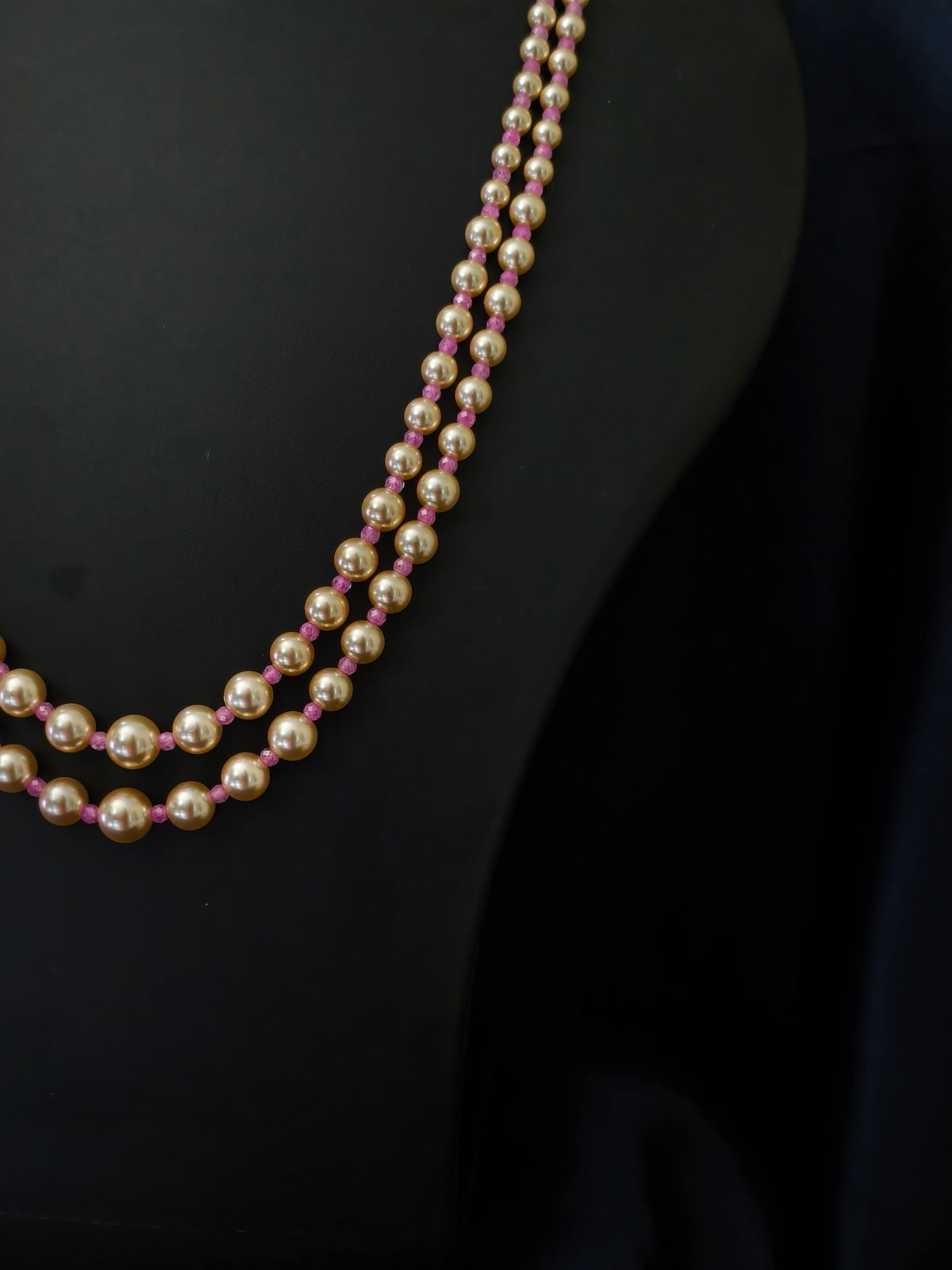 2 Layered pearls-Baby pink