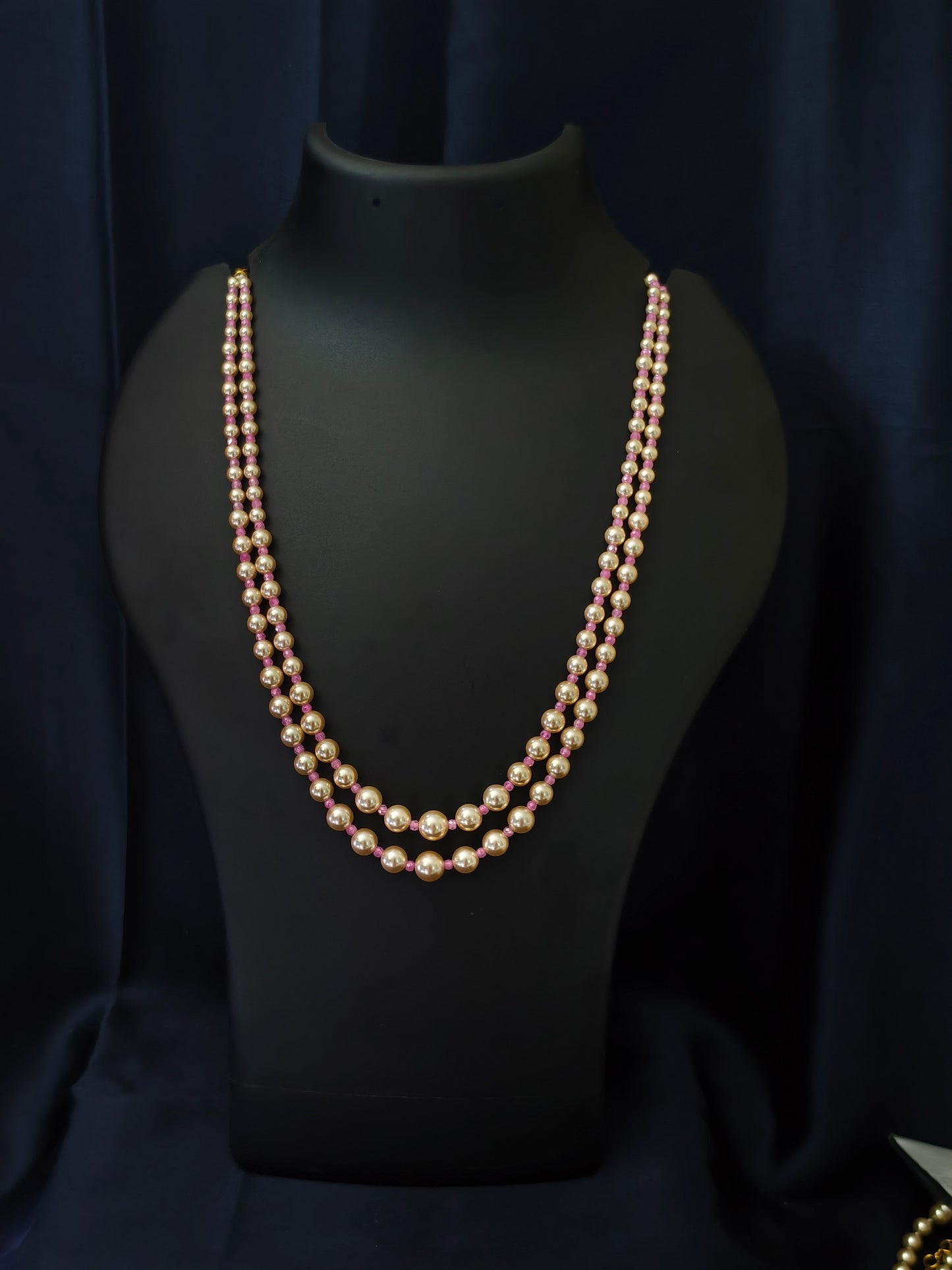 2 Layered pearls-Baby pink