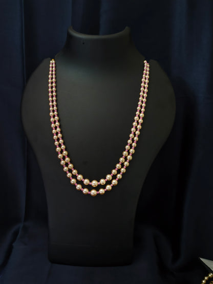 2 Layered pearls-Baby pink