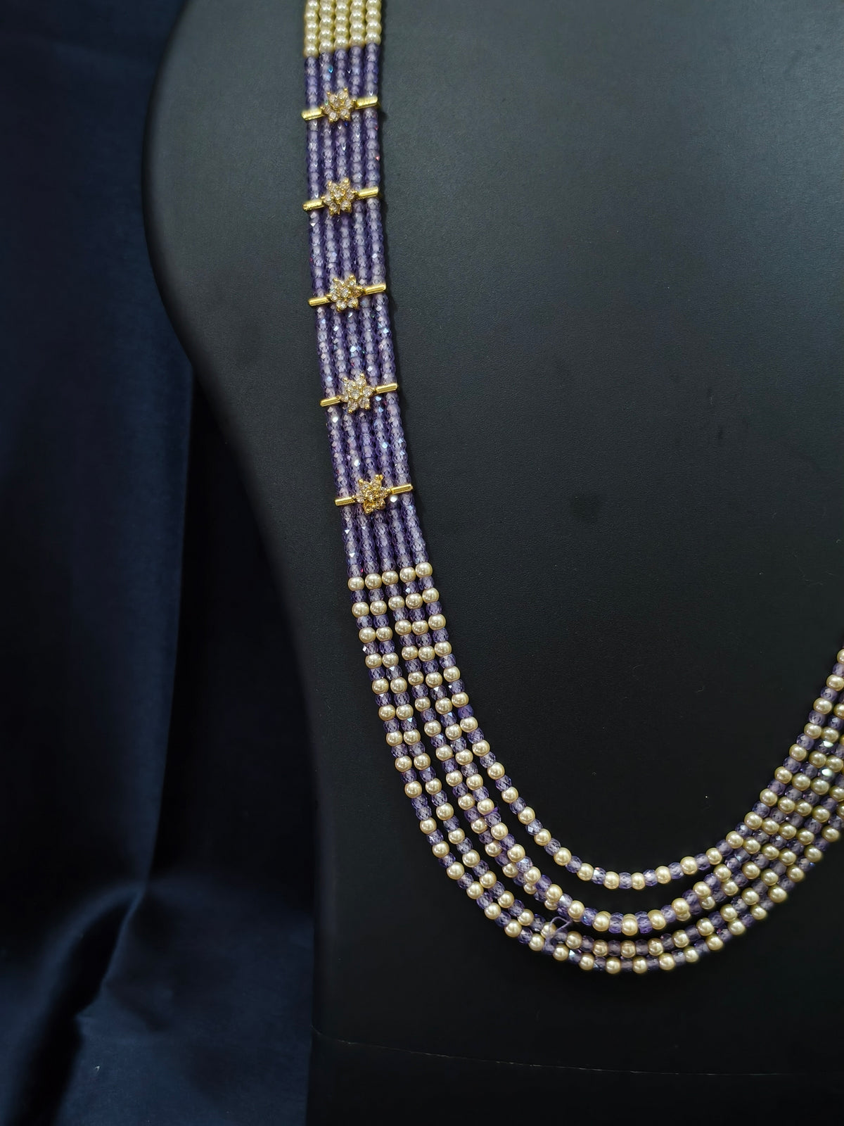 5 Layered Pearl Chain-Lavender