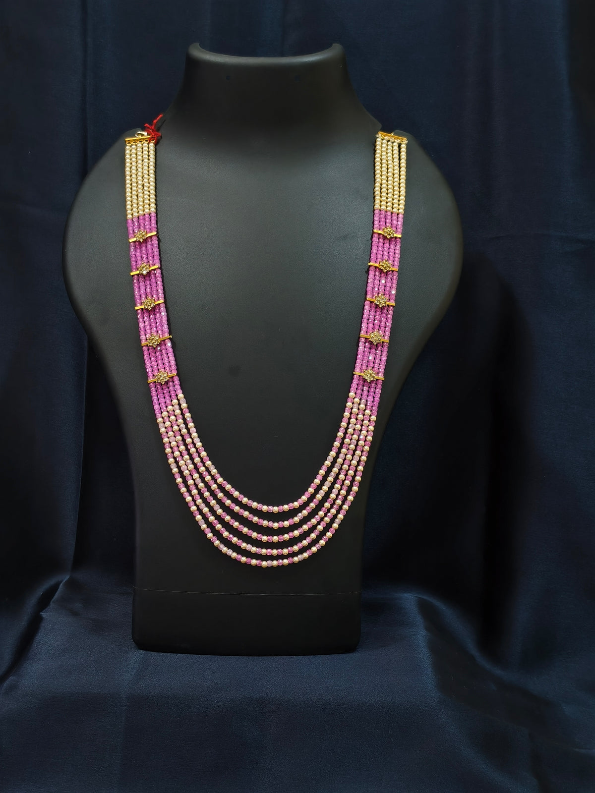 5 Layered Pearl Chain-Pink