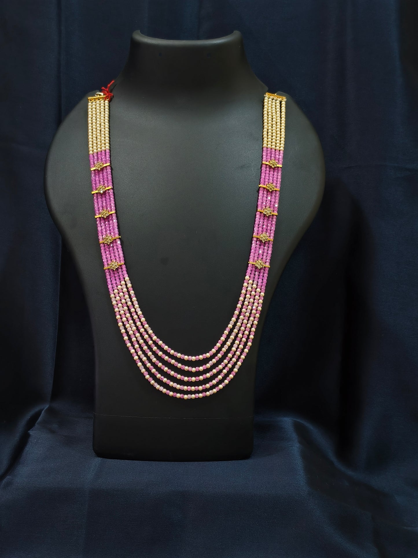5 Layered Pearl Chain-Pink