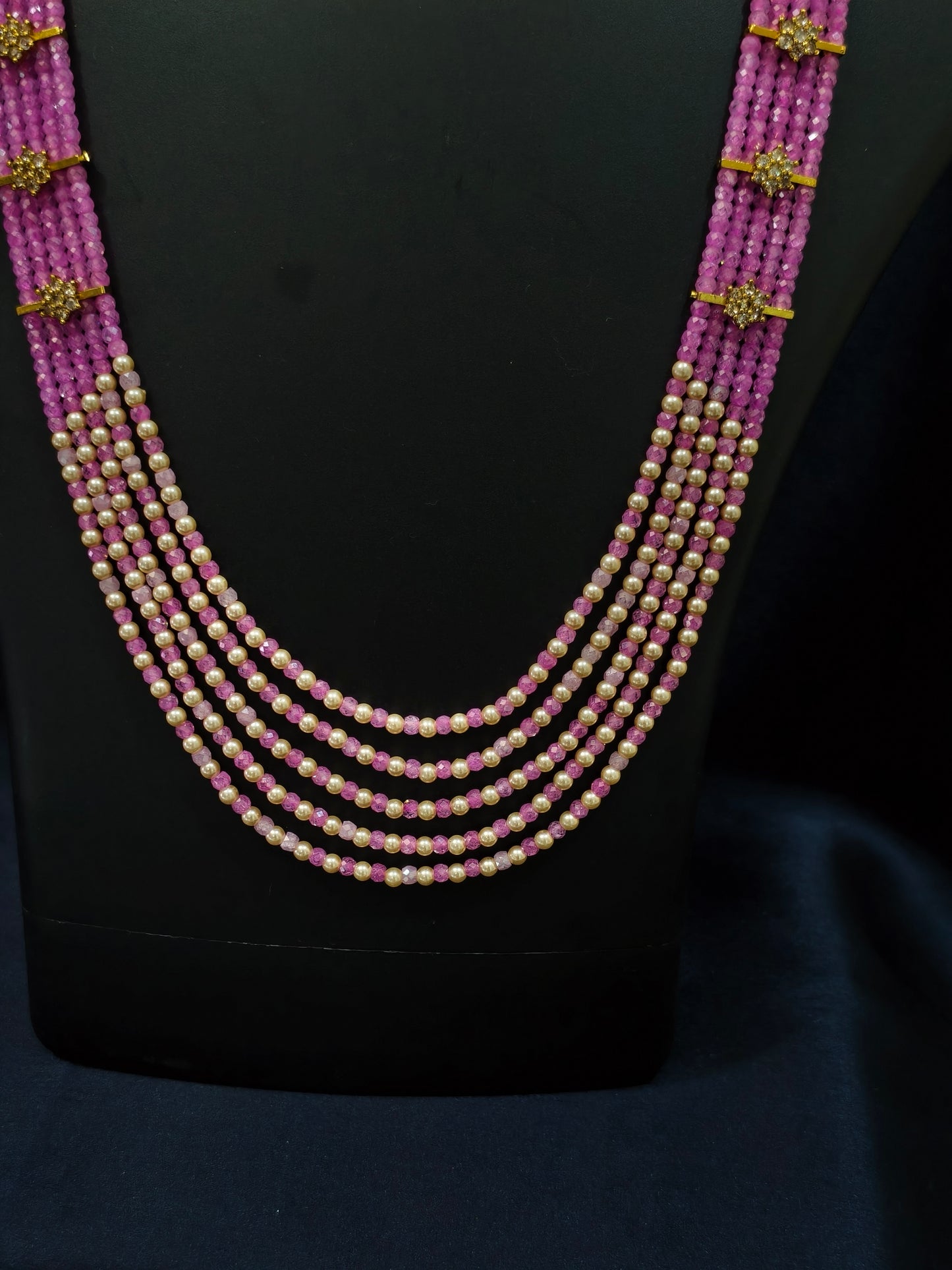 5 Layered Pearl Chain-Pink