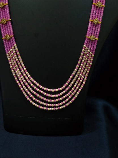 5 Layered Pearl Chain-Pink