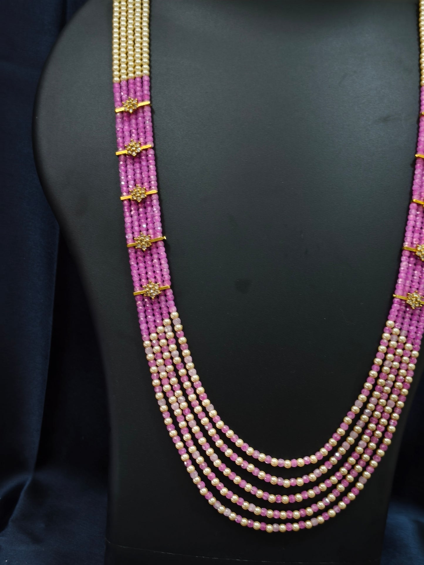 5 Layered Pearl Chain-Pink