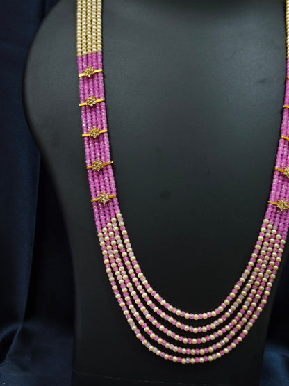 5 Layered Pearl Chain-Pink