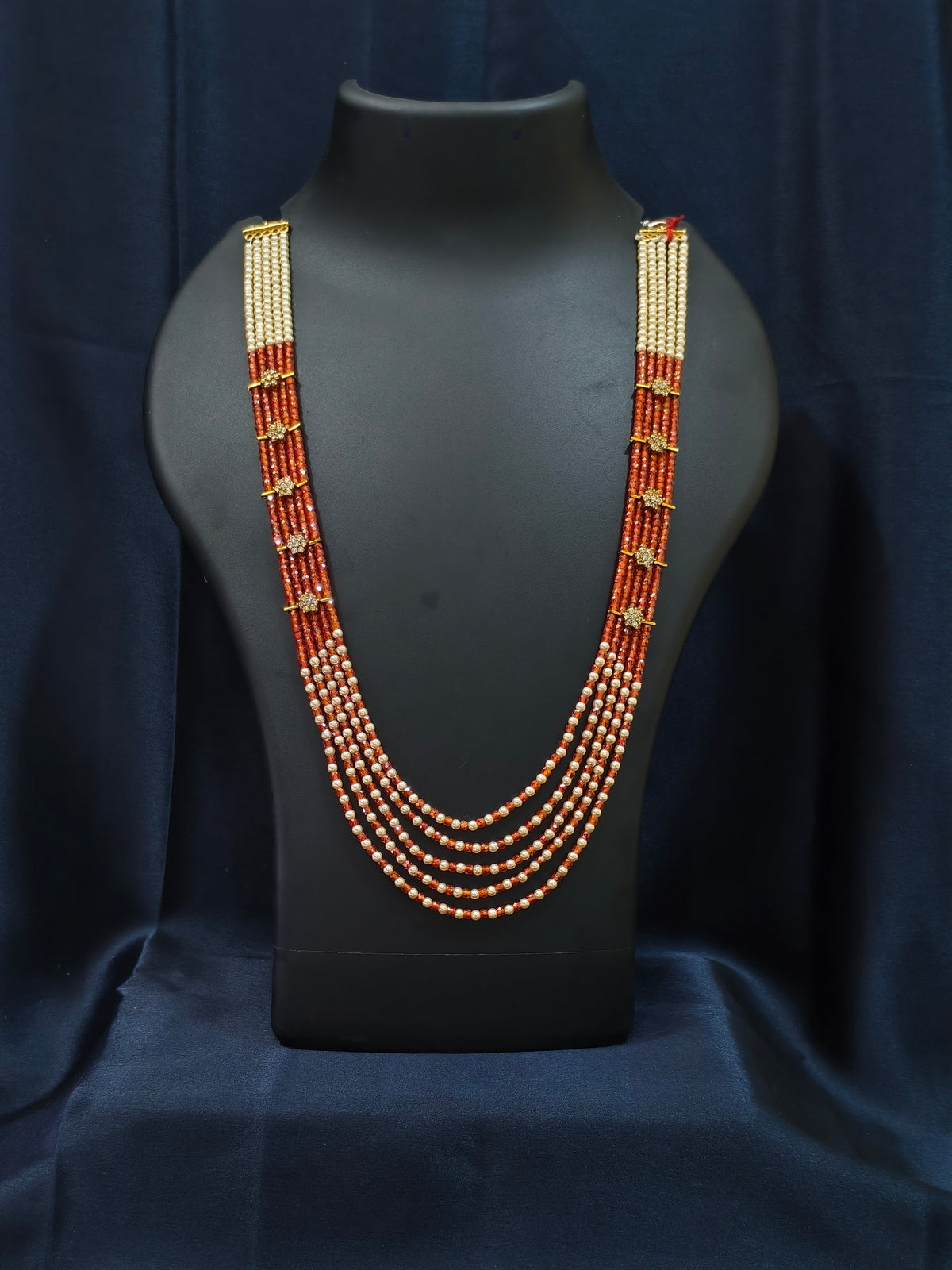 5 Layered Pearl Chain-Orange