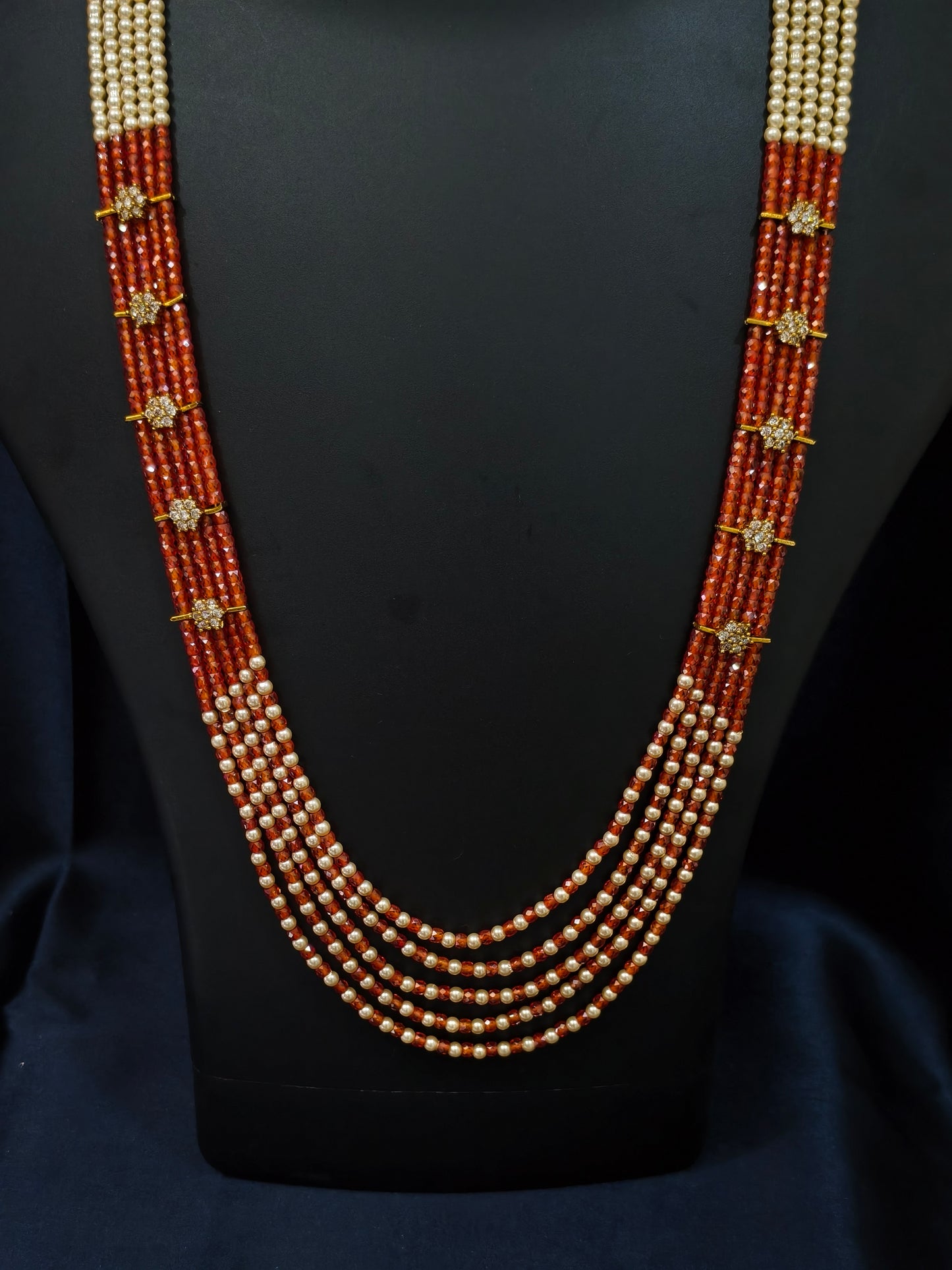 5 Layered Pearl Chain-Orange