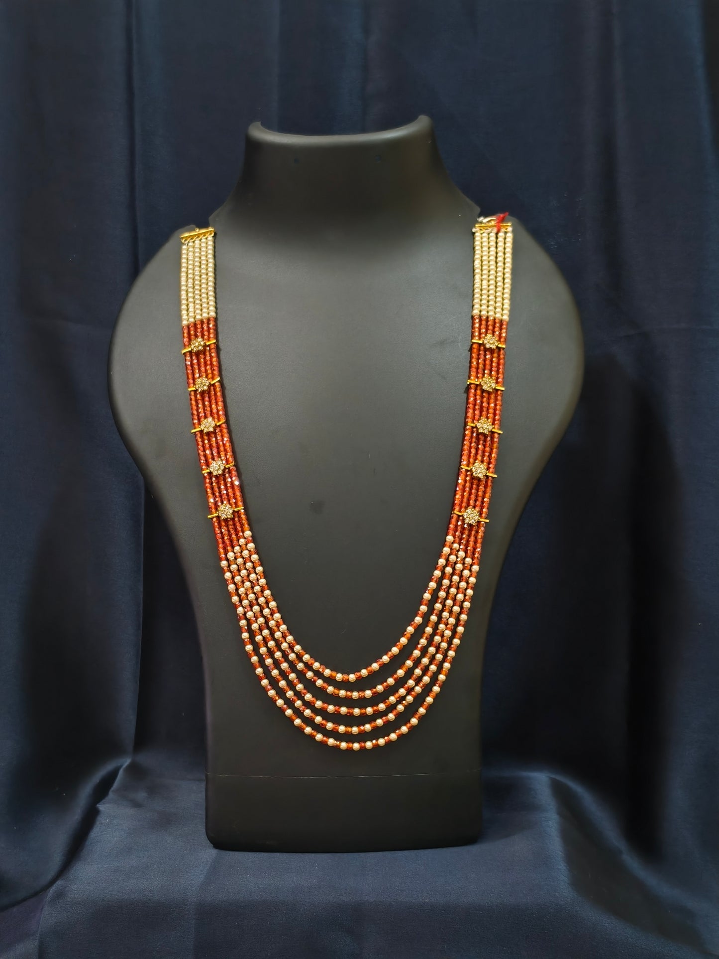 5 Layered Pearl Chain-Orange