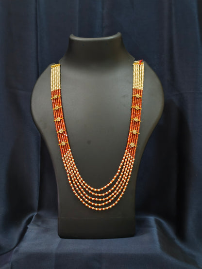 5 Layered Pearl Chain-Orange