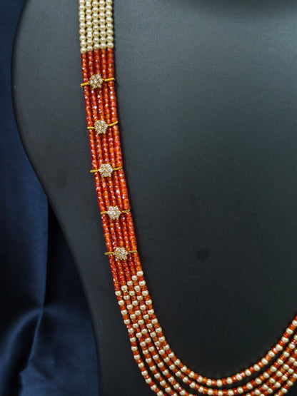 5 Layered Pearl Chain-Orange