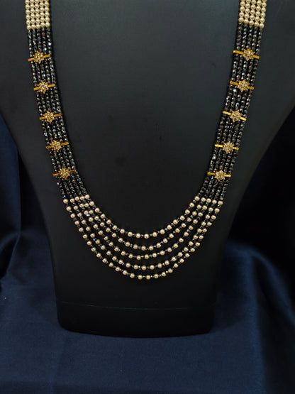 5 Layered Pearl Chain-Black